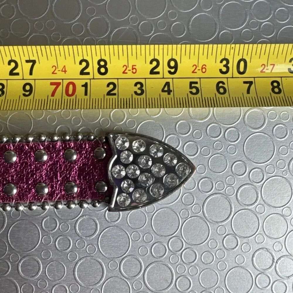 Girls Pink Bling Heart Belt Sz 7 8 M Rhinestone Embellished Strap ONLY No Buckle